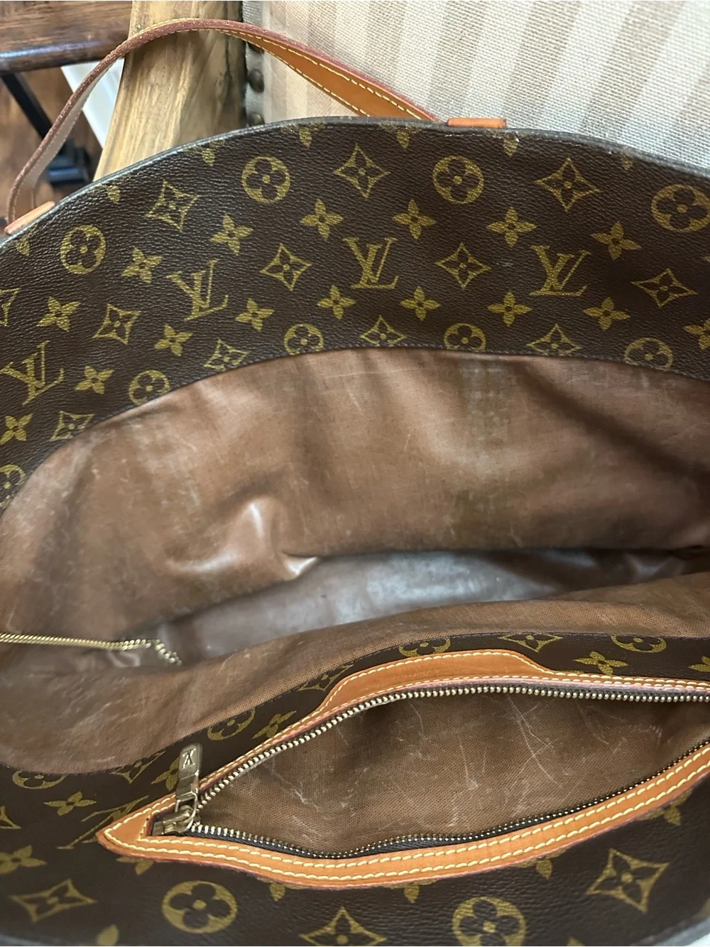 Louis Vuitton Monogram Canvas Tote in Brown and Vachetta